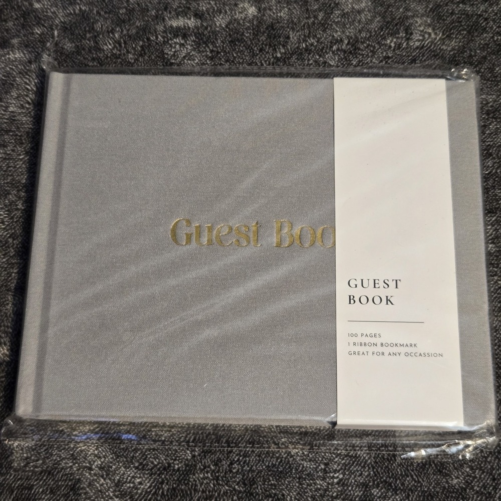 NEW Lamare Guest Book Gray Linen 100 Pages Ribbon Bookmark Any Occasion Wedding